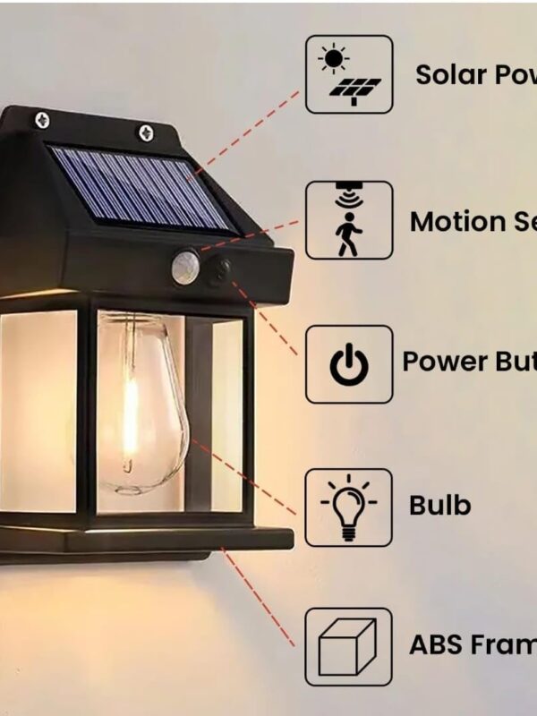 Solar Wall Lights Outdoor, Wireless Dusk to Dawn Porch Lights Fixture, Solar Wall Lantern with 3 Modes & Motion Sensor