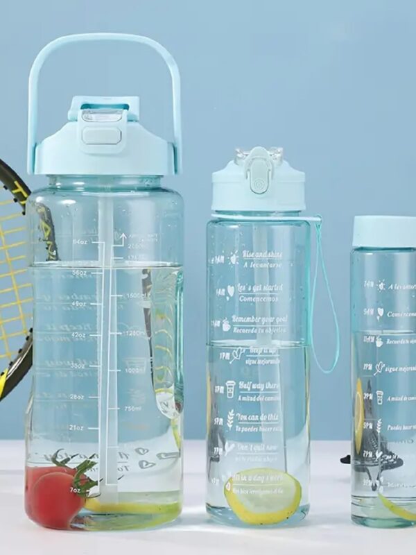 TRANSPARENT  WATER BOTTLE PCS  SET - 3 IN 1