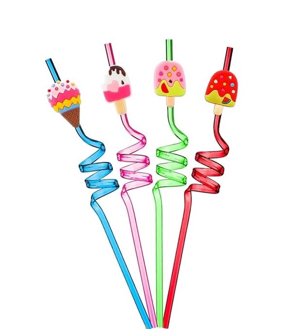 4 PCS Curly  Reusable Straws