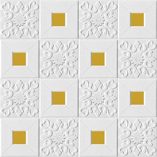3D Foam Wallpaper, Brick Self-Adhesive, Waterproof, PE Foam, Golden Tikdi, for Bedroom, Living Room (Pack of 4)