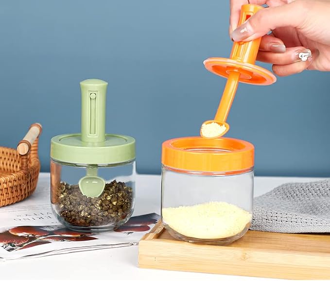 Seasoning Jar With Lid Retractable Spoon