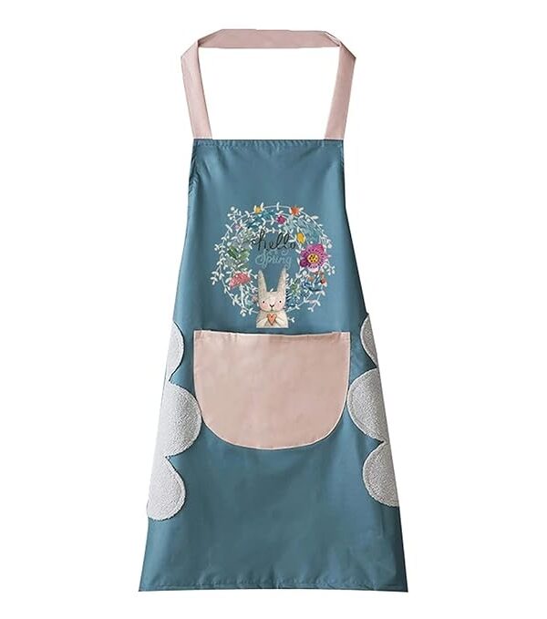 Kitchen Apron with Front Pocket and side Coral Velvet for Wiping Hands Towel PVC Waterproof Unique Design Cooking Fits Men/Women Home Restaurant