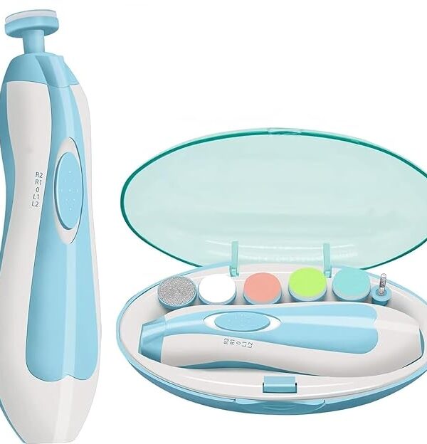Baby Nail Trimmer New Born with Lights | Electric Baby Nail Cutter 0-6 Months with Multiple Filer Heads Adjustment | New Born Baby Products, Pack of 1