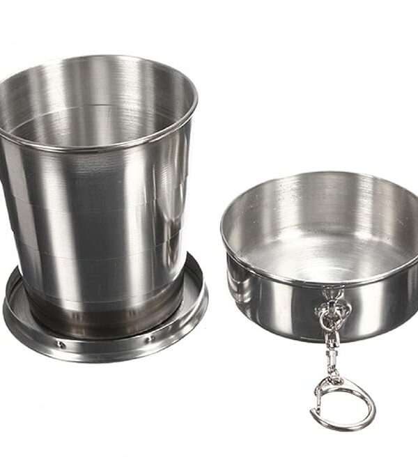 Folding Stainless Steel Travel Mug Cup Glass/Camping Water Glass/Collapsible Shot Glass/Stainless Steel Glass/Expandable Shot Glass