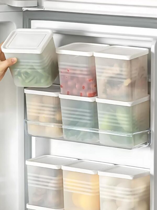 Fridge Storage Boxes (Pack of 6) Freezer & Refrigerator Organizer Containers Kitchen Storage Container Set Kitchen Accessories Items for Home 1200 ml Food Storage Box, Plastic, White