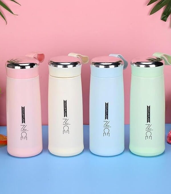 Nice Thermos Glass Water Bottle 400ml | Leakproof Flask for Tea, Coffee, and Water | Creative Design, Portable and Eco-Friendly Bottle (Nice Bottle 400ML,Multi-Color,PACK-1)