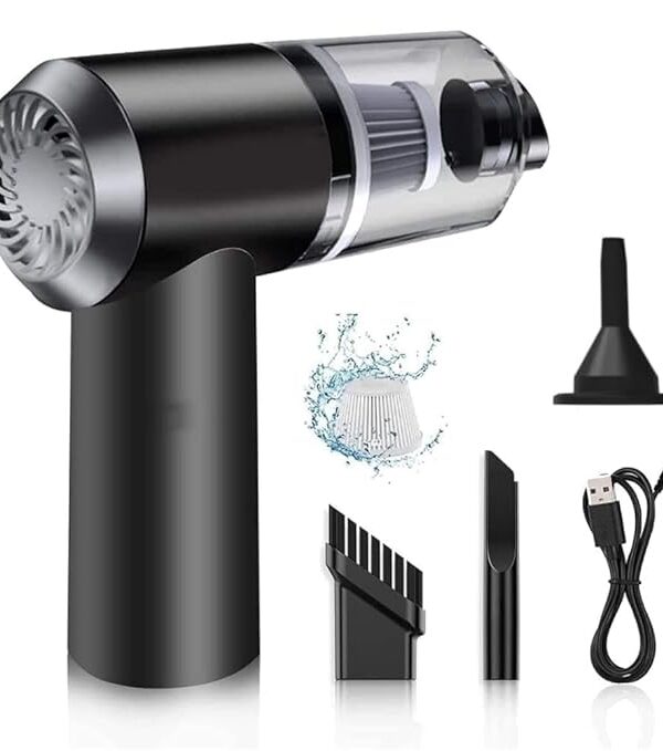 3-in-1 Portable Vacuum Cleaner | Mini Handheld Dust Cleaner, Air Blower & Suction | USB Rechargeable | Lightweight Vacuum for Car, Home, Furniture, Keyboard with Reusable HEPA Filter