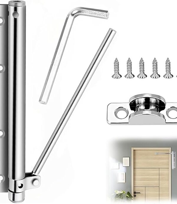 Spring Door Closer, Gate Doors Stainless Steel Spring Door Closer, Self-Closing, with Allen Key and Screws, for Adjustable Automatic Door Closing