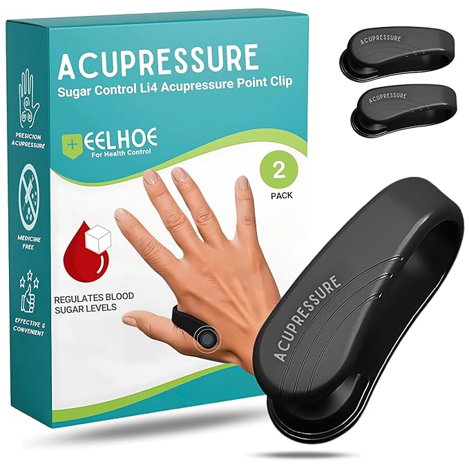 Acupressure Clip For Diabetics | Sugar Control Acupressure Clip | Acupressure Point Clip | Li4 Hand Diabetes Migraine Relief | Original Eelhoe Acu Pressure Acupuncture Diabetic Finger Clips | 3 Pack