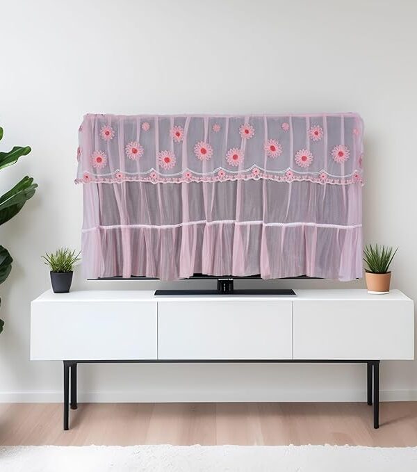 All Model TV Cover Colourful Dustproof for LCD LED, Bedroom Living Room Decoration Dust Cover for Televisions Household Hanging Net clothing Tv Cover (Pink, 28 to 34)