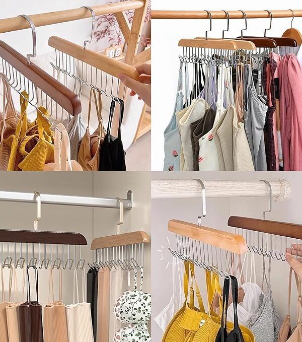 Multi Purpose 8  Hook Wooden Hangers
