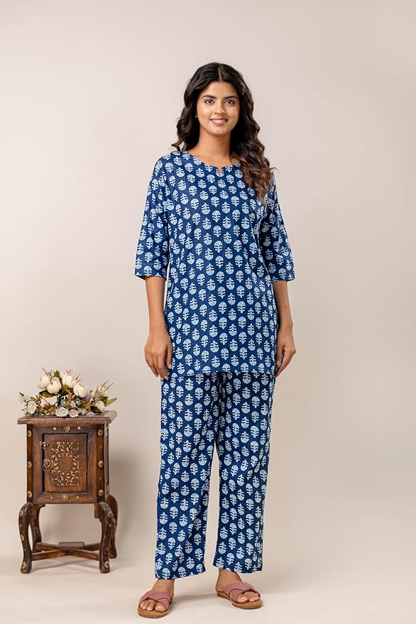 Jaipuri Printed Cotton Night Suit for Women