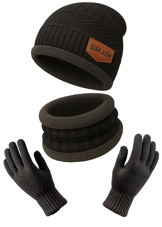 Woolen Beanie & Neck Warmer Set – Unisex (Black)